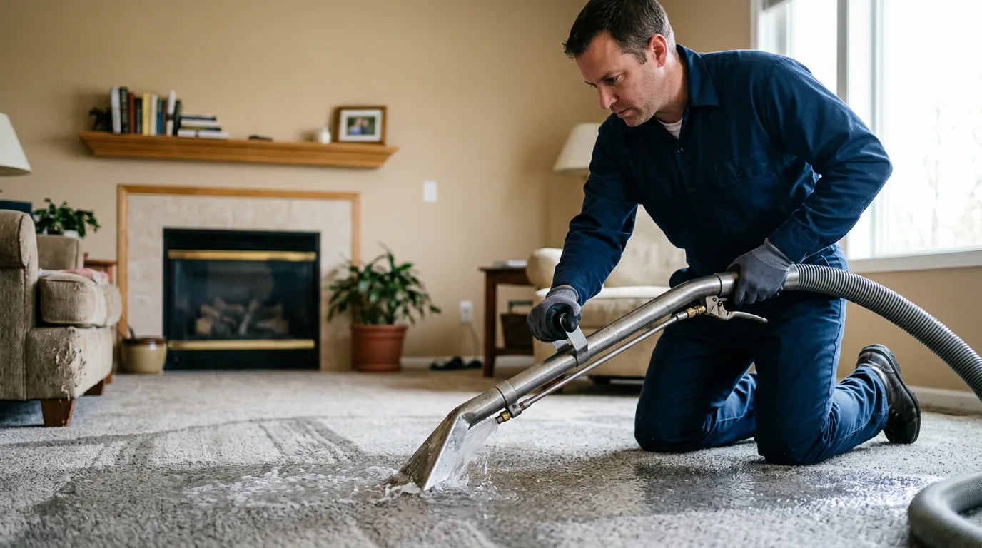 Water damage restoration technician working near Sarcoxie, MO
